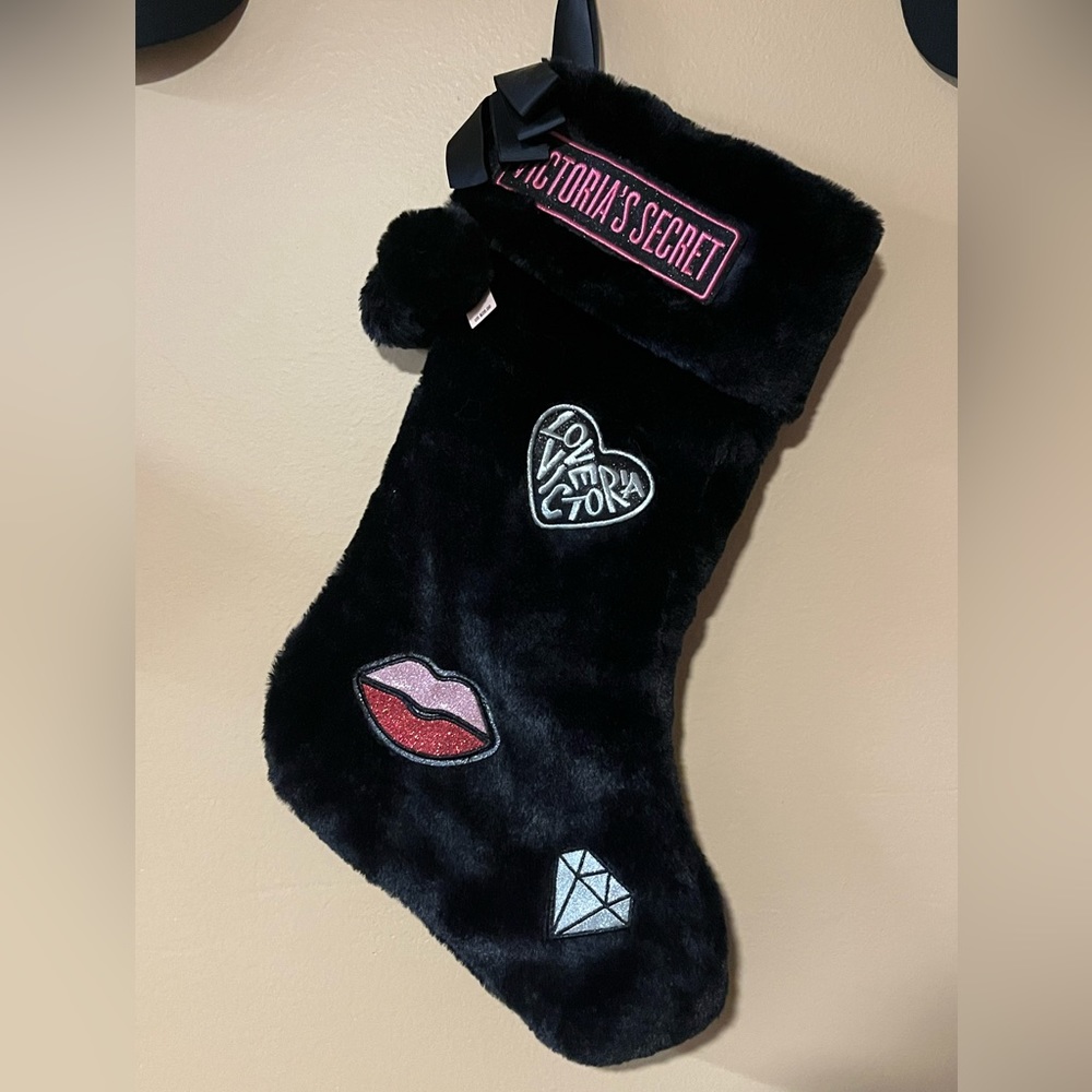 Fuzzy fur Victoria secret Christmas stocking